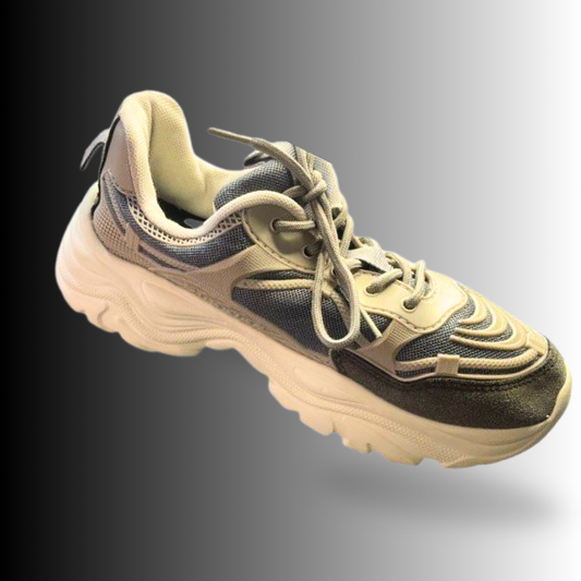 Grey Chunky Platform Sneakers – Stylo AT7484 Style, Size 38–40, Used (Excellent Condition)